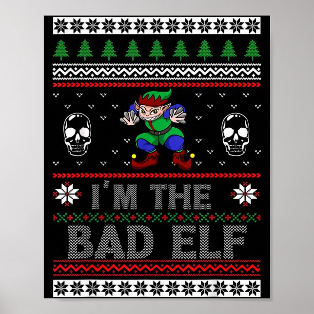 Póster Bad Elf Ugly Christmas For Elves Lover  (Frente)