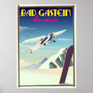Póster Bad Gastein Austria Snowboarding poster