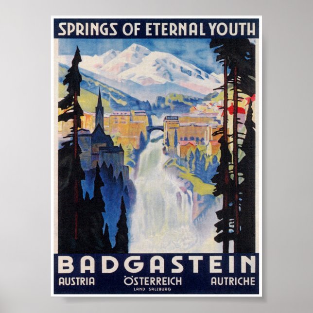 Póster Bad Gastein Austria Vintage Travel Poster (Frente)