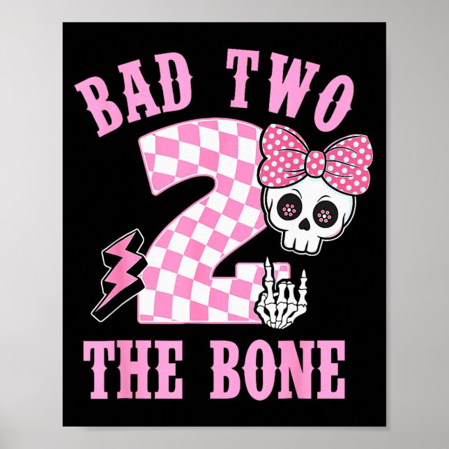 Póster Bad Two The Bone Birthday 2 Years Old Nk Checkered (Frente)