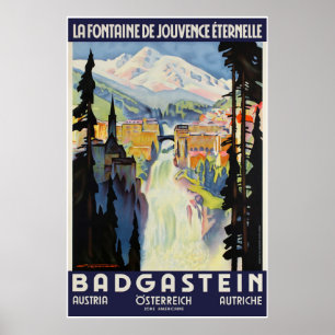 Póster Badgastein, Austria, Poster de esquí de viajes