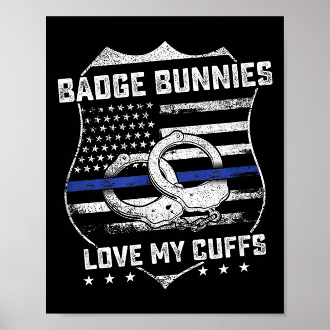 Póster Badge Bunnies Love My Cuffs Funny Lice Humor  (Frente)