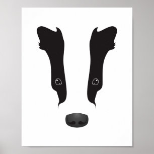 Póster Badger Face Silhouette