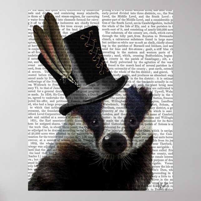 Póster Badger Steampunk en sombrero superior (Frente)