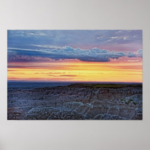Póster Badlands Sunset, Dakota del Sur