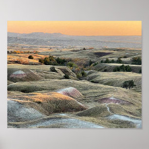 Póster Badlands Sunset Dakota Landscape 