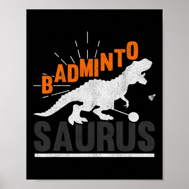 Póster Badminto Saurus Rex Birdie Shuttle Dinosaur Badmin (Frente)