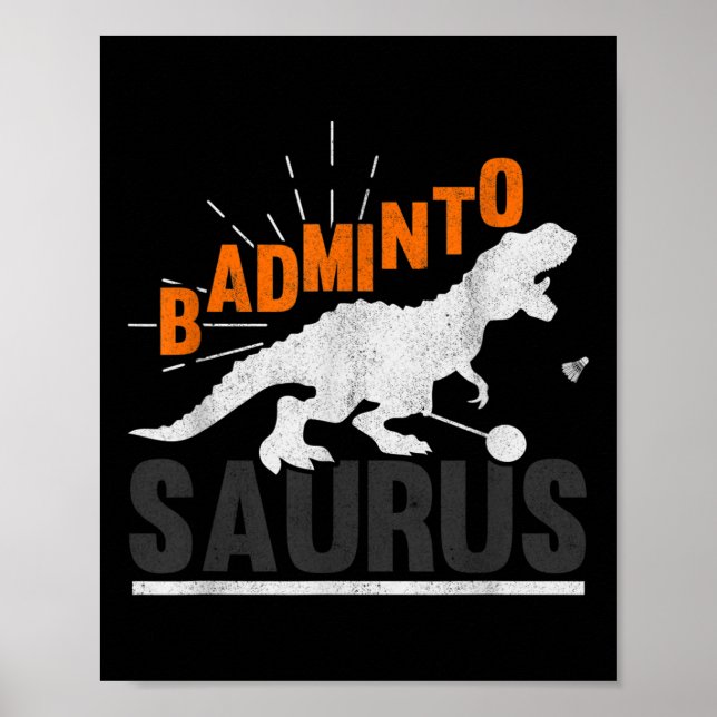 Póster Badminto Saurus Rex Birdie Shuttle Dinosaur Badmin (Frente)