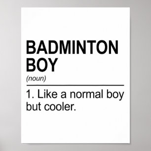 Póster Badminton Boy Noun Definition Shuttle Pl