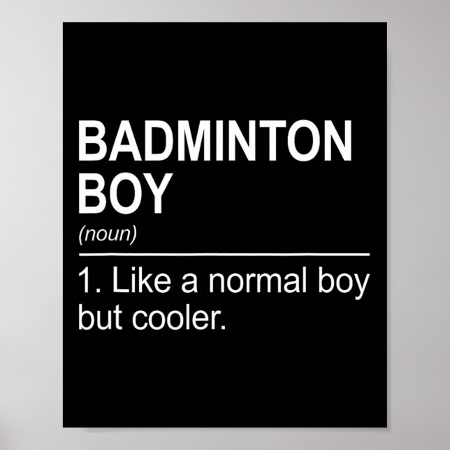 Póster Badminton Boy Noun Definition Shuttle Pl (Frente)