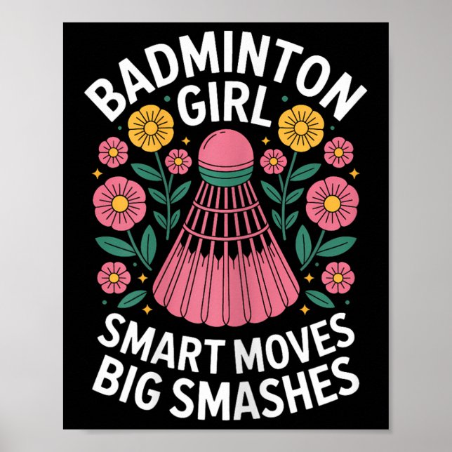 Póster Badminton Chica Shuttle Funny Badminton (Frente)