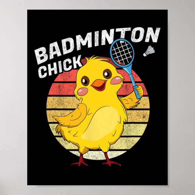 Póster Badminton Chick Retro Tormenta de las mujeres de B (Frente)