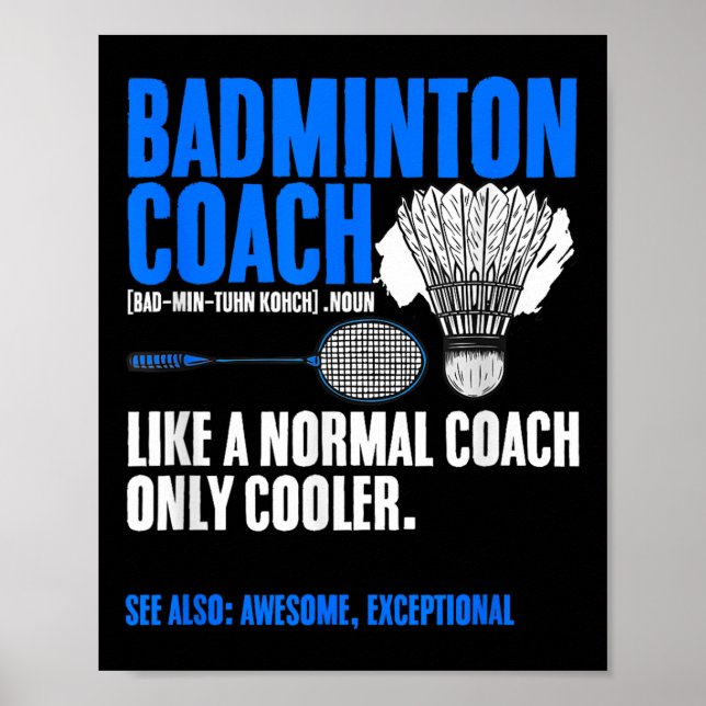 Póster Badminton Coach Racket Shuttle Hobby Badminton Pla (Frente)