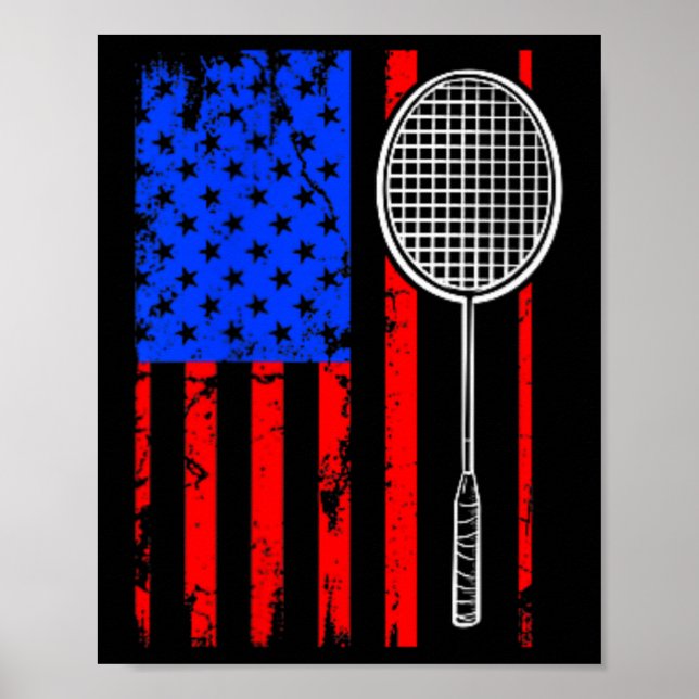 Póster Badminton de Bandera Americana (Frente)