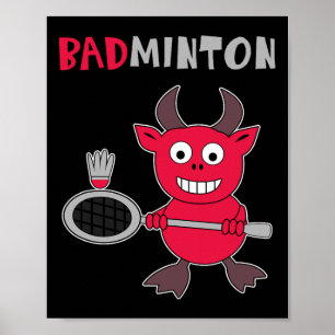 Póster Badminton Devil Badminton Player Shuttle Sm