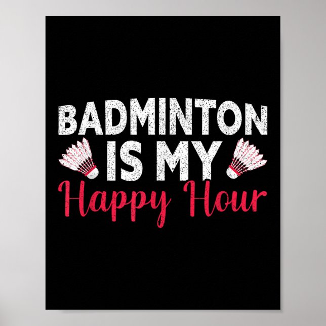 Póster Badminton es mi divertido Badminton de Happy Hour (Frente)
