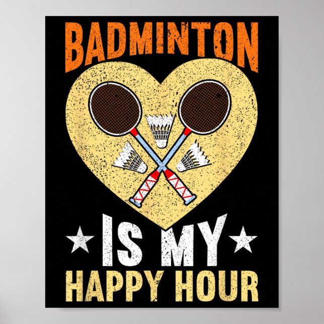 Póster Badminton es mi divertido Badminton de Happy Hour (Frente)