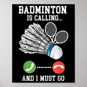 Póster Badminton está llamando, cita de Birdie