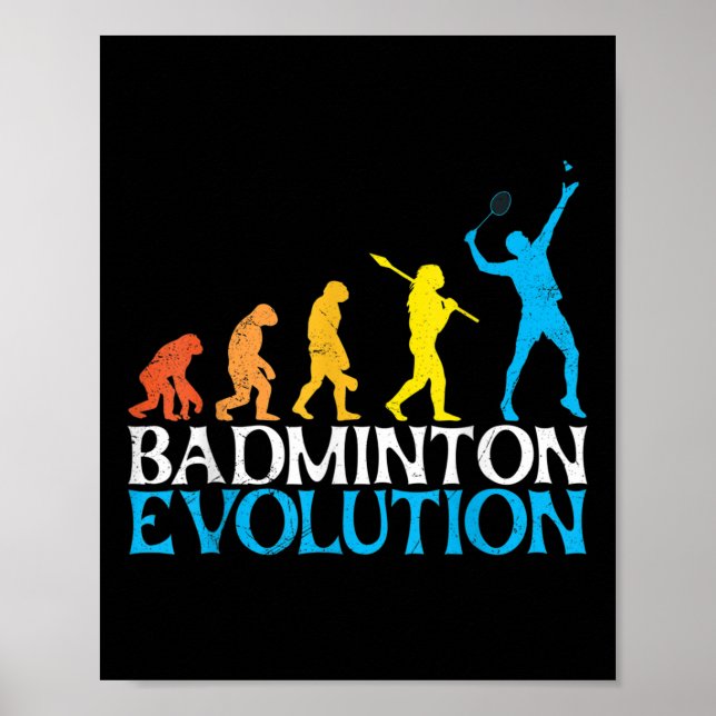 Póster Badminton Evolution Monkey Badminton Player Badmin (Frente)