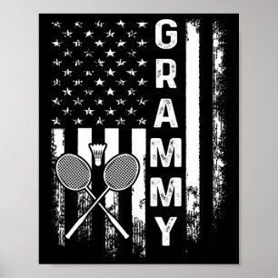 Póster Badminton Grammy Bandera Americana Vintage Navidad