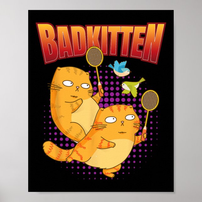 Póster Badminton I Badkitten Cat I Badminton Racket Shutt (Frente)