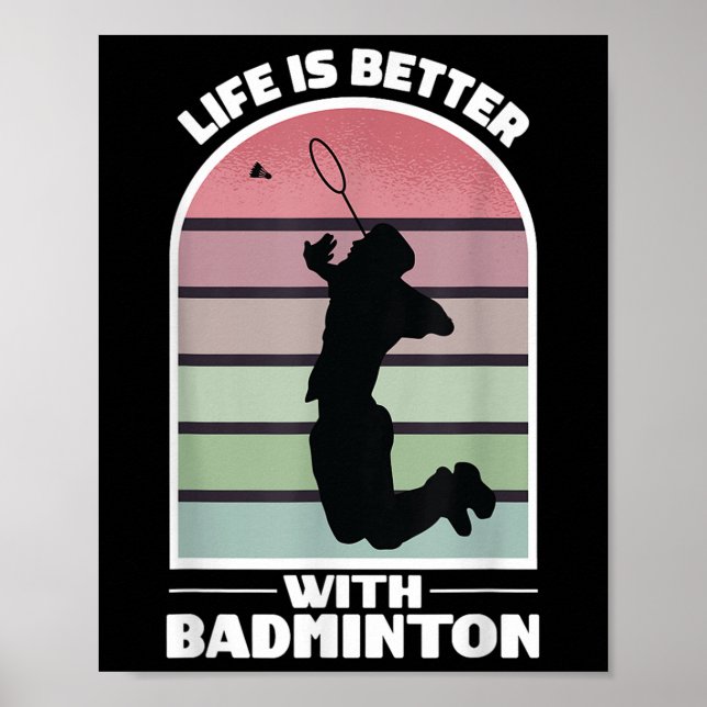 Póster Badminton Life Funny Shuttle Retro Game  (Frente)