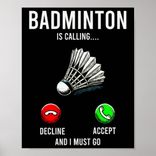Póster Badminton Llama Declinación Acepta Diversión