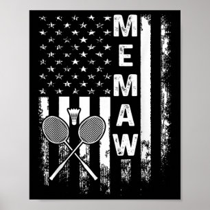 Póster Badminton Memaw Bandera Americana Vintage Navidad