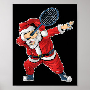 Póster Bádminton Navidad Santa Claus Dabbing Con Volante
