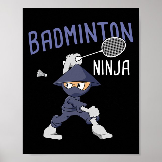 Póster Badminton Ninja Niños Transporte Badminton (Frente)