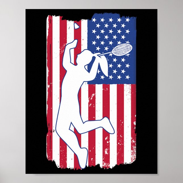 Póster Badminton Player Badminton Eeuu Team Coach America (Frente)