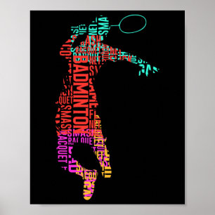 Póster Badminton Player de color Shuttle Racket Badminton