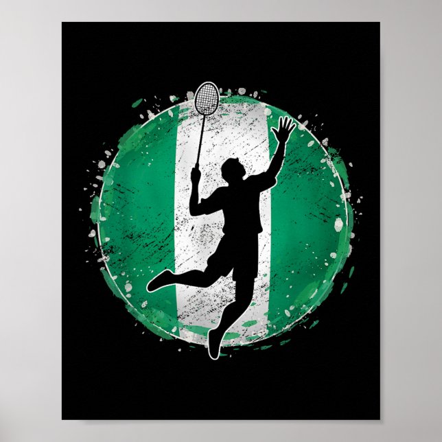 Póster Badminton Player Nigeria Nigerian Flag Nigeria  (Frente)