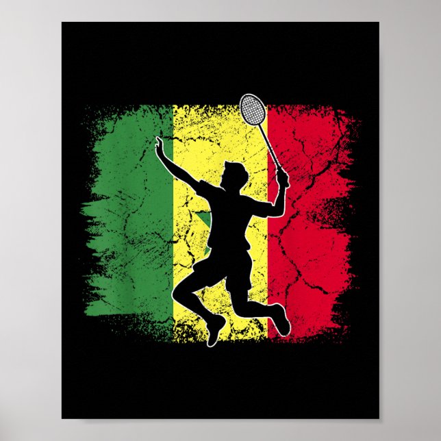 Póster Badminton Player Senegalese Flag Senegal  (Frente)