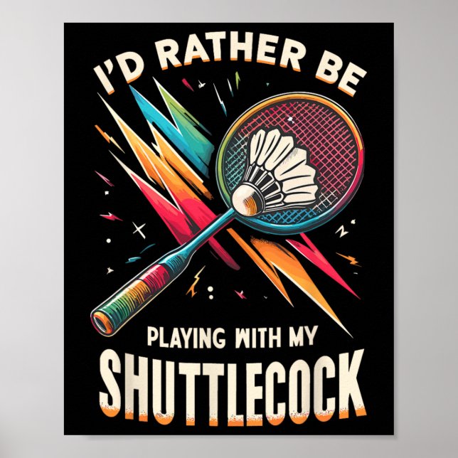 Póster Badminton Player Shuttle Racket (Frente)