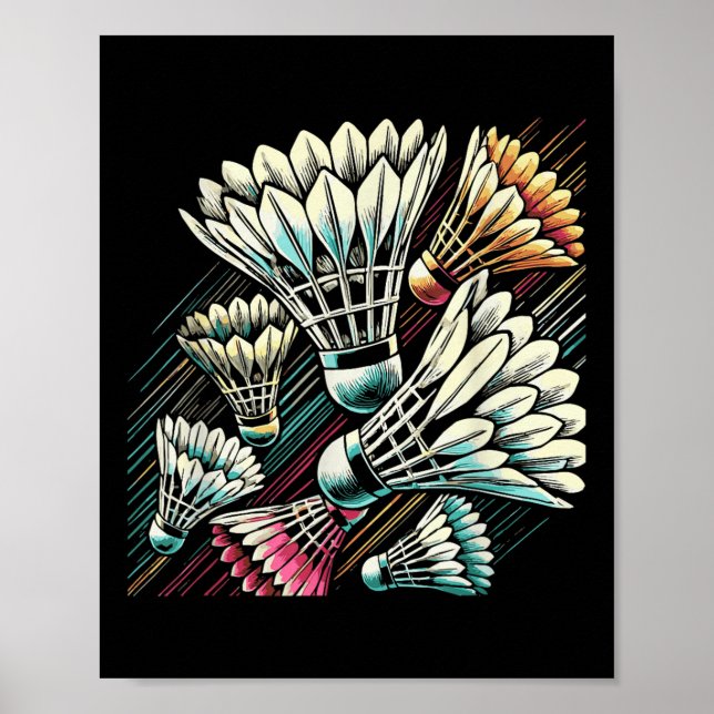 Póster Badminton Player Shuttle Vibrant Design  (Frente)