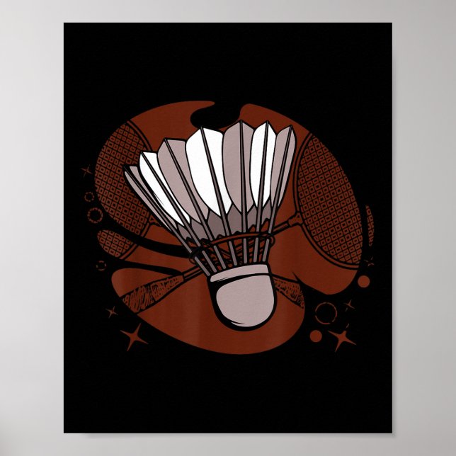 Póster Badminton Player Sportsman Athlete Game Shuttle Lo (Frente)
