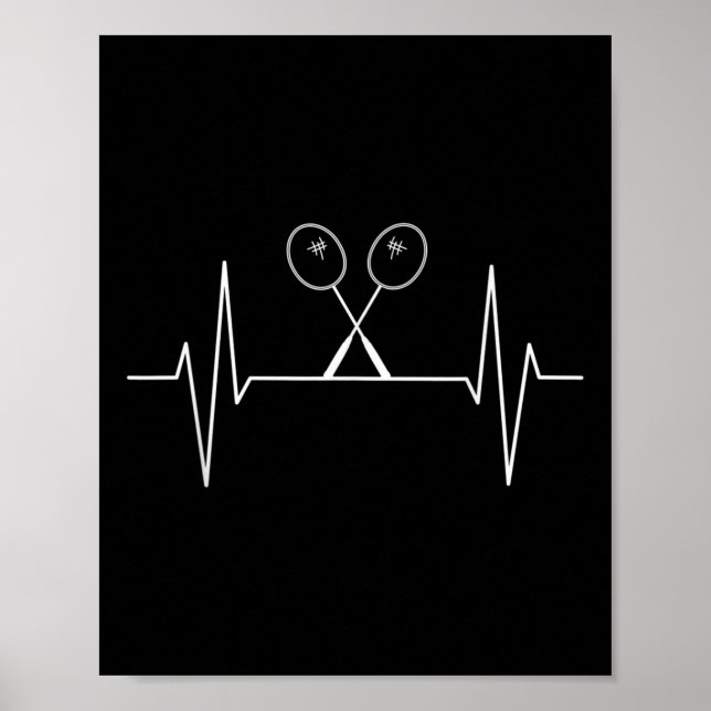 Póster Badminton Racket Heartbeat Badminton Player, Shutt (Frente)