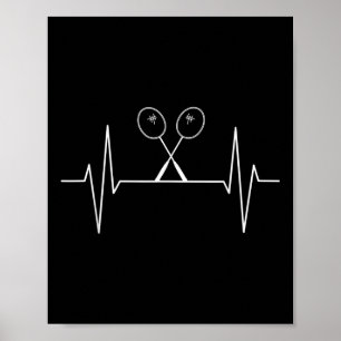 Póster Badminton Racket Heartbeat Badminton Player, Shutt