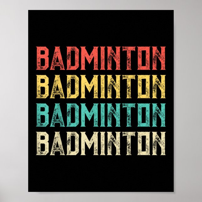 Póster Badminton, Retro Vintage Badminton  (Frente)