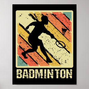 Póster Badminton Retro Vintage Shuttle