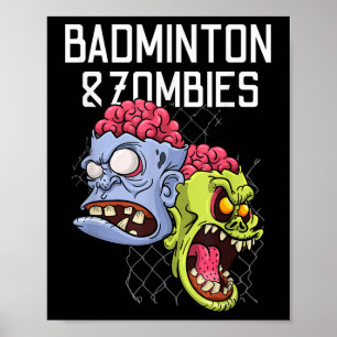 Póster Badminton Zombies Curioso juego deportivo lanzader