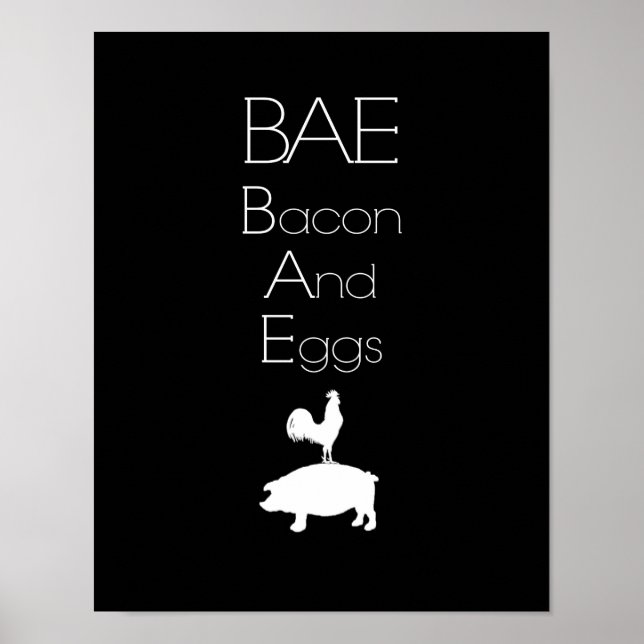 Póster BAE 0 Bacon y Poster de cocina de huevos (Frente)