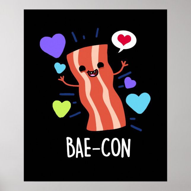 Póster Bae-con Funny Bacon Pun (Frente)