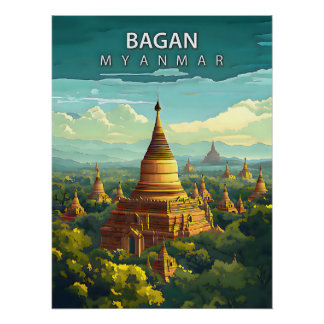 Póster Bagan, Myanmar: Un tapiz atemporal
