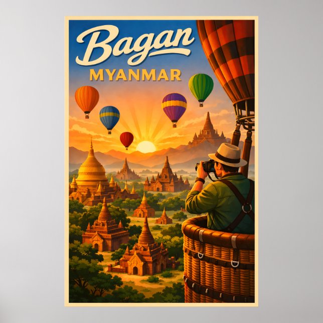 Póster Bagan Myanmar - Viajes Antiguos  (Frente)