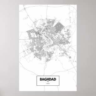 Póster Bagdad, Irak (negro sobre blanco)