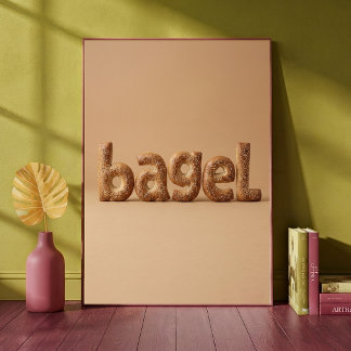 Póster Bagel Semillas Letras Tipografía de Alimentos Coci