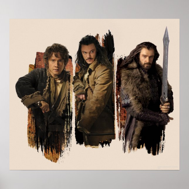 PÓSTER BAGGINS™, BARD THE BOWMAN™ Y THORIN OAKENSHIELD™ (Frente)