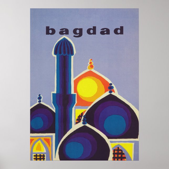 Póster Baghdad Retro Vintage Travel Poster (Frente)